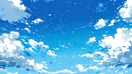 Wall Mural - a luminous blue sky with glowing white clouds, bathed in sunlight, creating an open and inviting atm