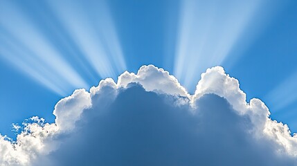 Wall Mural - a luminous blue sky with glowing white clouds, bathed in sunlight, creating an open and inviting atm