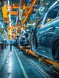 © Анатолий Сав - Workers are focused on installing and inspecting car interiors along the factory assembly line during a busy day. Generative AI