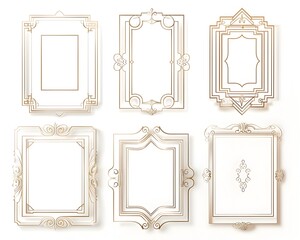 Poster - A Collection of Double Border Line Frames with Subtle Gradient  Adding Depth and Dimension to the Classic  Simple Design Concept on White Background