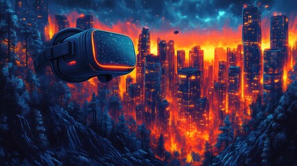 Wall Mural - VR Escape From Burning City