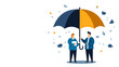© P2Man - Customer Support Under Umbrella Illustration