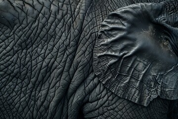 Elephant Skin Texture Background, Wrinkled Animal Leather, Elephant Skin Closeup