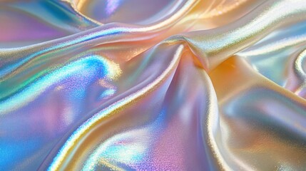 Canvas Print - Shimmering iridescent fabric catching light with soft colorful reflections