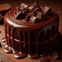 Chocolate sweetness - a cake poured with melted chocolate.