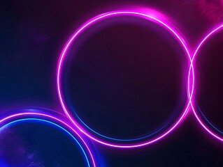 Sticker - Glowing Neon Gradient Rings on Dark Background Creating Dynamic Modern Display