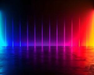 Poster - Vibrant Neon Rainbow Gradient Fading Background for Creative Product Display