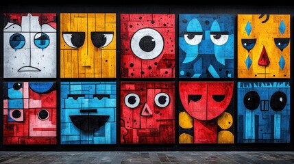 Poster - Abstract Faces Mural