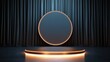 © chesleatsz - Illuminated Circular Platform with Backdrop of Draped Curtains