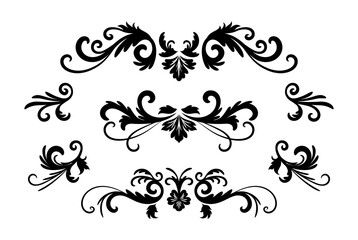 Wall Mural - Vintage ornament collection with black style