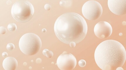 Wall Mural - Abstract Beige Spheres Floating on Pastel Background