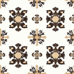 Wall Mural - Vintage Floral Pattern Design with Retro Earth Tones