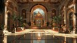 © julio - Luxurious interior of an opulent hall with elegant decor.