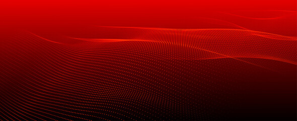 Wall Mural - technology background. abstract digital particle wave. futuristic abstract waves glowing grid curves