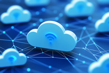 An icon of a cloud network typically features a cloud shape with interconnected lines or nodes extending from or within it, symbolizing data flow and connections between various devices or servers in 