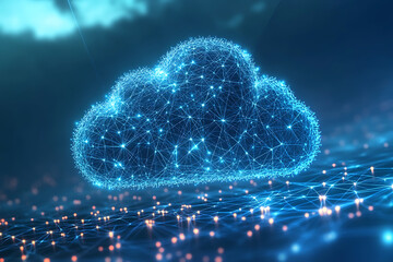 An icon of a cloud network typically features a cloud shape with interconnected lines or nodes extending from or within it, symbolizing data flow and connections between various devices or servers in 