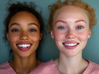 smiling dental assistants with a beautiful teeth 