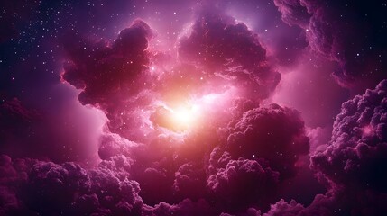 Wall Mural - Pink Nebula Galaxy Space Clouds Stars Cosmic Background