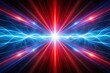 © beng - Abstract plasma beams shockwave in space with leading lines in blue and red colors