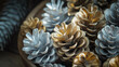 © Cozy Art - Decorative pine cones painted gold and silver