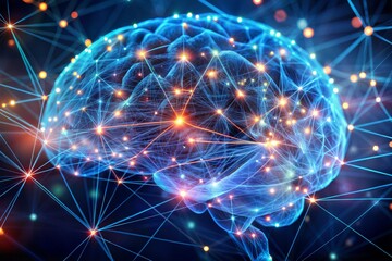 Wall Mural - Artificial intelligence innovation digital brain illustration with neural networks