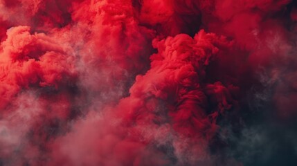 Wall Mural - heavy abstract red smoke on black background Red color clouds mist wallpaper