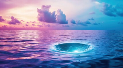 Poster - Mysterious Whirlpool in Calm Ocean at Sunset