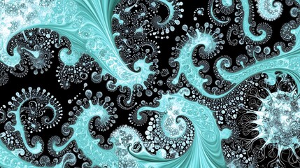 microbiology background: a swirling abstract of turquoise and black, representing the unseen microbi