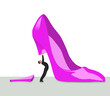 © Rob Goebel - A personal assistant, a subordinate and a devoted employee holds up the boss's shoe after her heel broke in a 3-d illustration.