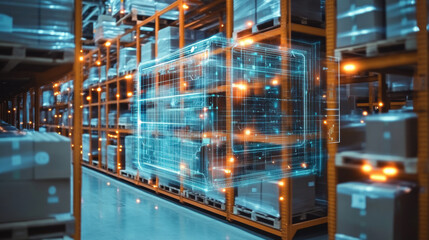Wall Mural - smart warehouse management system using augmented reality technology to identify package picking and