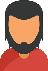 Wall Mural - Simple avatar icon of a young man with black hair and beard, wearing a red shirt