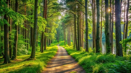 Sticker - nature trail in green forest