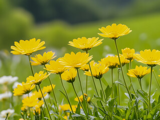 Yellow spring flowers have bloomed. natural background