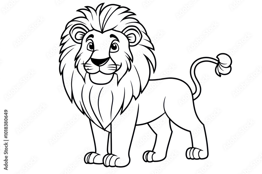 Lion, coloring page for kids, line art, black and white. Stock ...