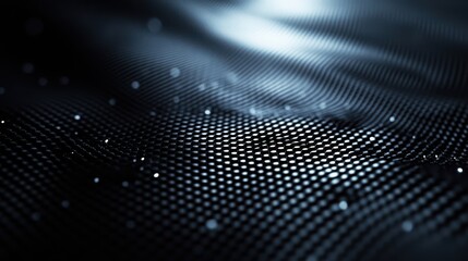 Abstract Pattern of Black Honeycomb Texture With Glowing Particles