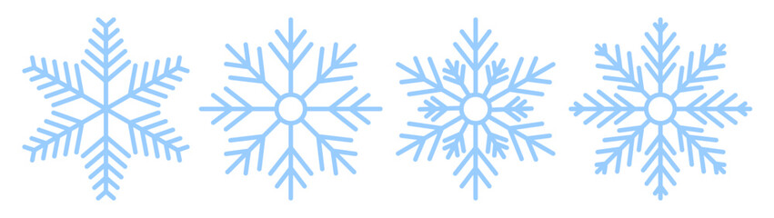 Wall Mural - blue snowflakes christmas icon set. new year holiday symbols collection isolated on white background