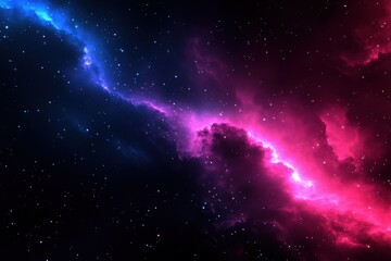 Wall Mural - A mesmerizing cosmic scene featuring vibrant colors of pink and blue, showcasing the vastness of space filled with stars and nebulas.
