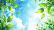 © tonstock - A vibrant, artistic representation of lush green leaves against a bright blue sky, evoking feelings of tranquility and connection with nature.
