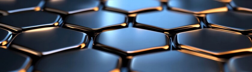 Wall Mural - a close-up view of a sleek, reflective honeycomb pattern, showcasing intricate geometric shapes and 
