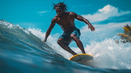 Surfer Riding a Wave in the Ocean