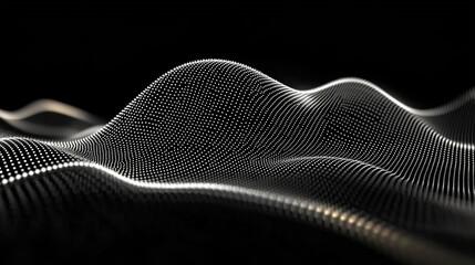 Wall Mural - abstract design featuring flowing lines and dots on a black background, creating a sense of depth an