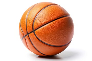 Wall Mural - Orange rubber deflated basketball ball on white background Close-Up