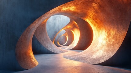 Sticker - A spiral tunnel with a golden glow