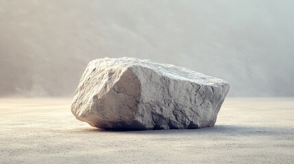 Poster - A large rock sits on a sandy beach