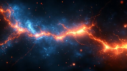 Poster - A blue and orange line of fire in space