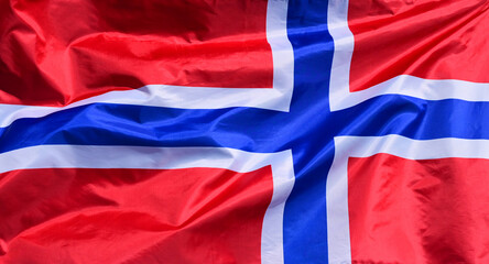 Wall Mural - The flag of Norway flutters in the wind