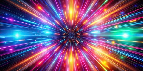 Abstract glowing neon background with radial distortion effect