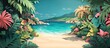 © Kultivad - Tropical sandy beach with clear waters and lush greenery in a picturesque island setting Tropical beach with clear waters and lush greenery in a beautiful island landscape