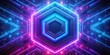 © lapeepon - Hexagon neon top down render background gaming purple and blue futuristic technology, hexagon, neon, top down, render