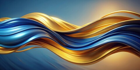 Mesmerizing abstract wave of blue and gold evoking fluidity and depth , abstract, wave, blue, gold, mesmerizing, fluidity